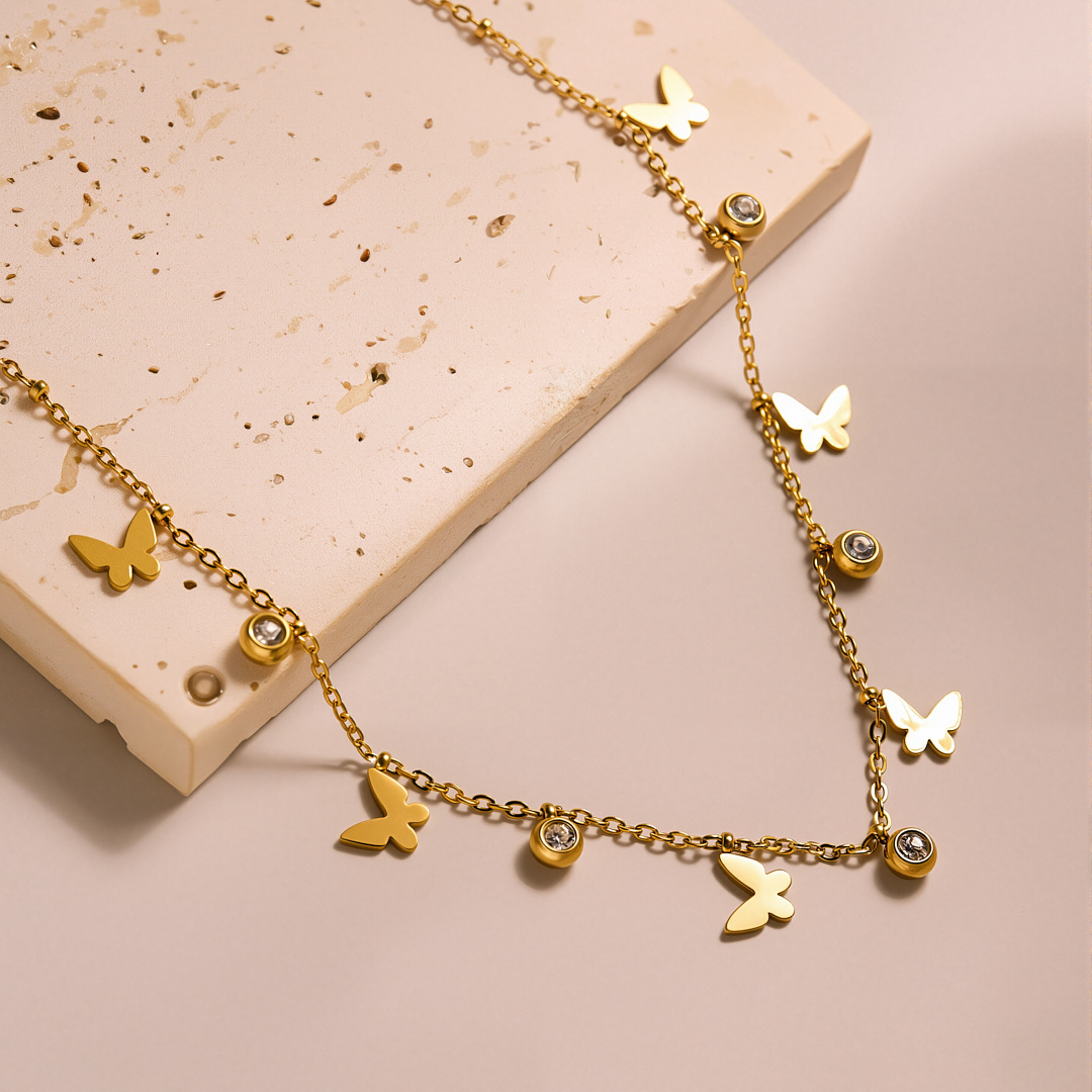 CZ Butterfly Tassel Necklace S - Butterfly Clasp Deployant review and price